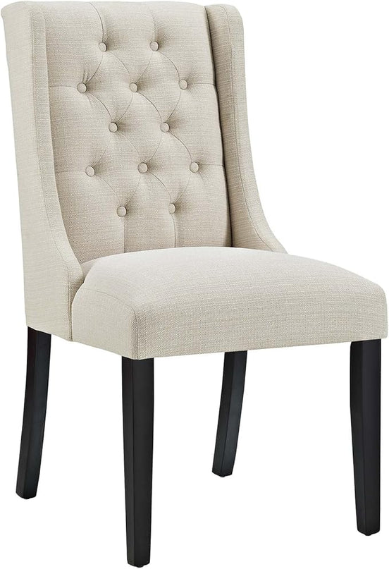 Modway Baronet Modern Tufted Upholstered Fabric Parsons Kitchen and Dining Room Chair in Beige - LeafyLoom