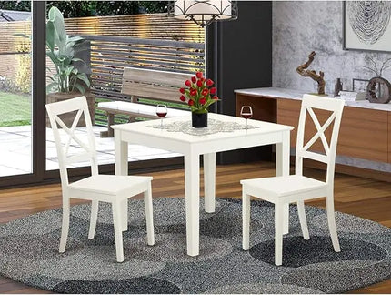 East West Furniture OXBO3-LWH-W Oxford 3 Piece Kitchen Set Contains a Square Table and 2 Dining Room Chairs, 36x36 Inch - LeafyLoom