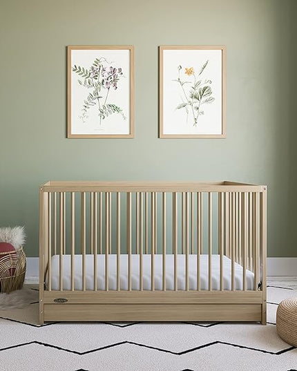 Graco Teddi 5-in-1 Convertible Crib with Drawer (Driftwood) – GREENGUARD Gold Certified, Crib with Drawer Combo, Full-Size Nursery Storage Drawer, Converts to Toddler Bed, Daybed and Full-Size Bed - LeafyLoom