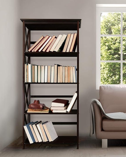 Casual Home Montego 5-Shelf Bookcase, Espresso (New) - LeafyLoom