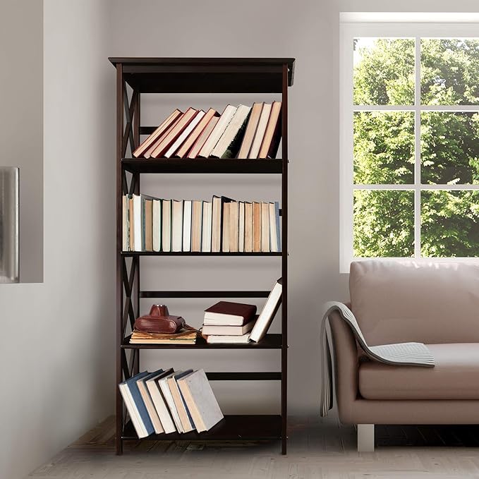 Casual Home Montego 5-Shelf Bookcase, Espresso (New) - LeafyLoom