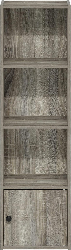Furinno Luder Shelf Bookcase with 1 Door Storage Cabinet, French Oak - LeafyLoom
