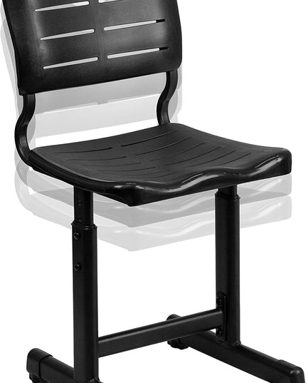 Flash Furniture Nila Set of 12 Adjustable Height Black Student Chair with Black Pedestal Frames - LeafyLoom