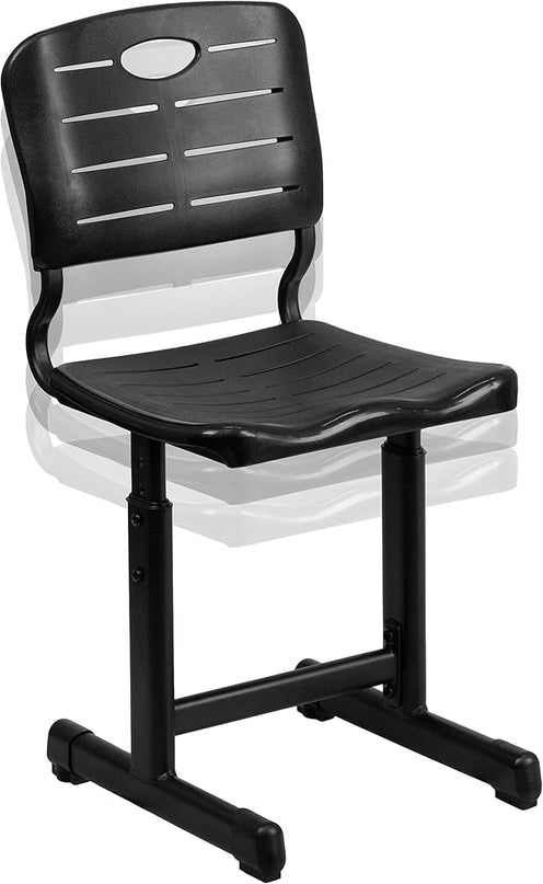 Flash Furniture Nila Set of 12 Adjustable Height Black Student Chair with Black Pedestal Frames - LeafyLoom