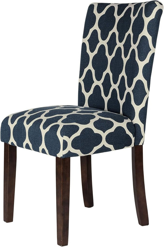 HomePop Parsons Classic Upholstered Accent Dining Chair, Set of 2, Navy and Cream Geometric - LeafyLoom