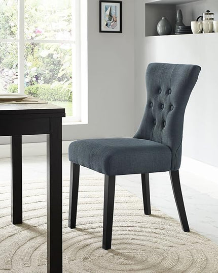 Modway Silhouette Modern Tufted Upholstered Fabric Parsons Kitchen and Dining Room Chair in Gray - LeafyLoom
