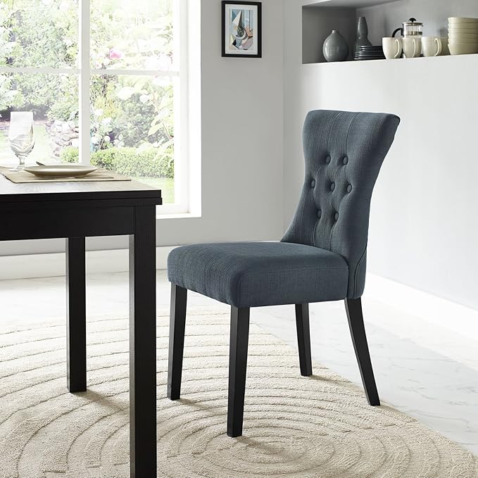 Modway Silhouette Modern Tufted Upholstered Fabric Parsons Kitchen and Dining Room Chair in Gray - LeafyLoom