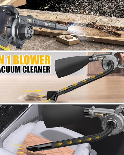 LIVOWALNY Lightweight Battery Leaf Blower: Cordless Battery Operated Blower for Dewalt 20v Battery - Electric Leaf Blowers & Vacuum 2-in-1 with 3 Speed Mode for Yard Driveway Patio Garage Sidewalk - LeafyLoom
