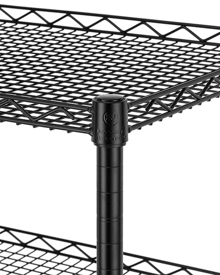Finnhomy 3 Tier Heavy Duty Commercial Grade Utility Cart, Wire Rolling Cart with Handle Bar, Steel Service Cart with Wheels, Kitchen Carts on Wheels, Metal Cart Shelf Size 18" D x 36" W, NSF, Black - LeafyLoom