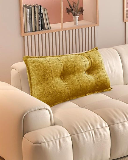 Johnear Small Headboard Pillow Dorm Reading Pillows for Sitting in Bed Adult Kids Daybed Cushion Backrest Bolster Pillow Support Positioning Sofa Rest （Yellow, 31.5 inches） - LeafyLoom