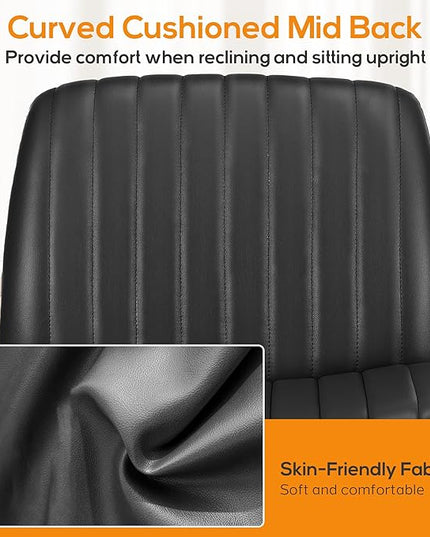 Criss Cross Chair, Cross Legged Office Chair, Wide Comfty Desk Chair, No Wheels Armless Computer Task Chair, Swivel Vanity Home Chair, Height Adjustable - LeafyLoom