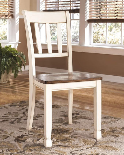 Signature Design by Ashley Whitesburg Cottage Rake Back Dining Chair, Set of 2, Brown & Off-White - LeafyLoom
