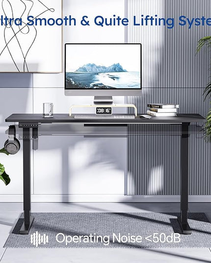 Standing Desk, Height Adjustable Desks with Powerful Motor and Cable Management,electric Sit Stand Desk with Hight Preset Design for Home Office Use 55x24 in Black - LeafyLoom