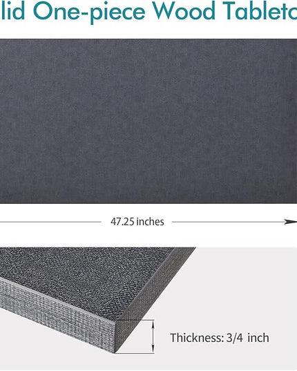 Kaboon Universal Tabletop 47.25"x30", Solid One-Piece Melamine Table Top, Double Desk L-Desk DIY, Home and Office, Greylish Blue - LeafyLoom