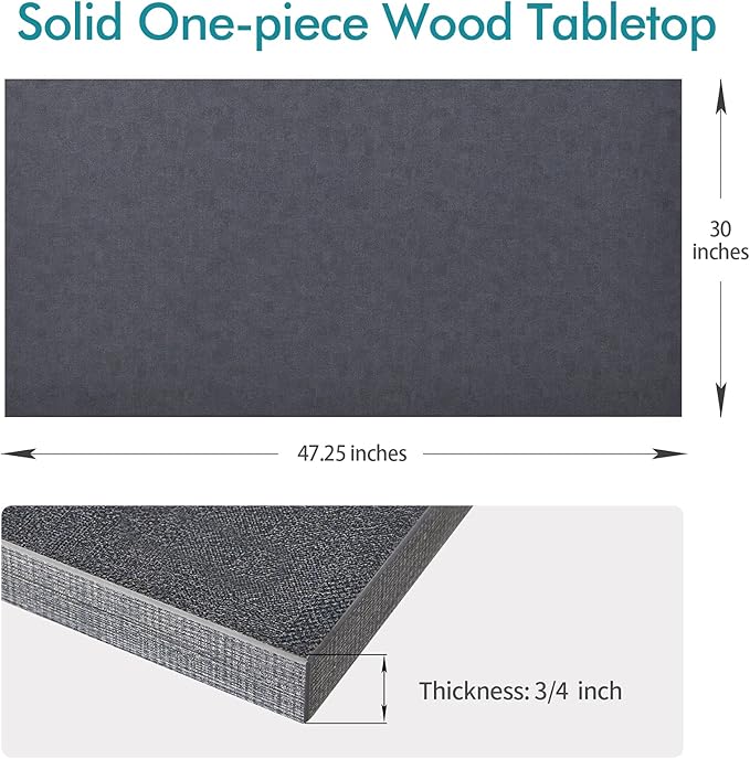Kaboon Universal Tabletop 47.25"x30", Solid One-Piece Melamine Table Top, Double Desk L-Desk DIY, Home and Office, Greylish Blue - LeafyLoom