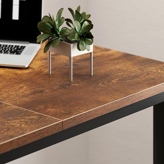 soges 70.8 Inch Stylish Computer Desk, Large Executive Office Desk, Simple Study Writing Desk, Workstation Business Furniture for Home Office, Rustic Brown - LeafyLoom