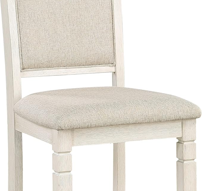 NicBex Dining Table for 4 Kitchen Table and Chairs 5Pc Counter Height Dining Set Table with Built-in Shelves and 4X Counter Height Chairs for Dining Room and Restaurant, Antique White - LeafyLoom