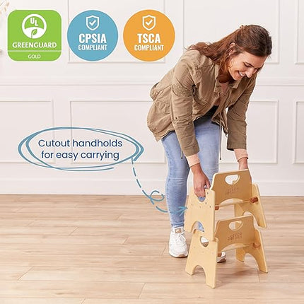 ECR4Kids Stackable Wooden Toddler Chair, 6in, Kids Furniture, Natural, 2-Pack - LeafyLoom