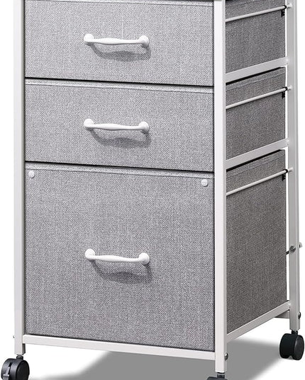 DEVAISE Mobile File Cabinet, Rolling Printer Stand with 3 Drawers, Fabric Vertical Filing Cabinet fits A4 or Letter Size for Home Office, Light Grey - LeafyLoom