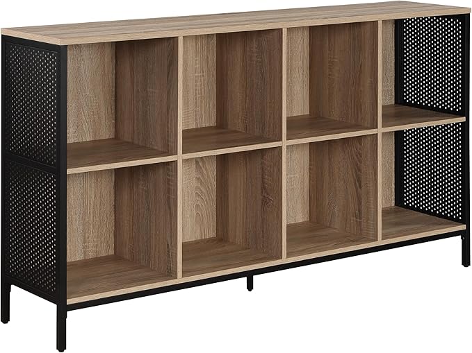 OSP Home Furnishings Ace Contemporary Modern Storage Cube Bookcase, 8 Cubes, River Oak Finish - LeafyLoom