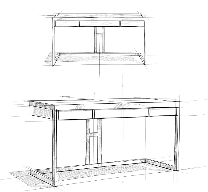 SIMPLIHOME Erina SOLID WOOD and Metal Modern Industrial 60 inch Wide Home Office Desk, Writing Table, Workstation, Study Table Furniture in Distressed Charcoal Brown with 2 Drawers - LeafyLoom