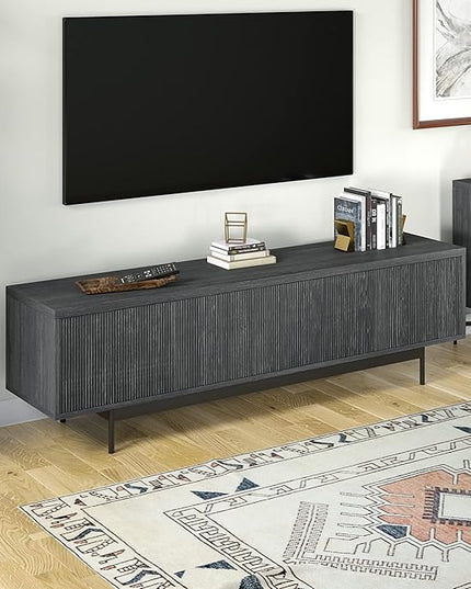 Henn&Hart Whitman TV Stand, 70" Wide, Dark Gray - LeafyLoom