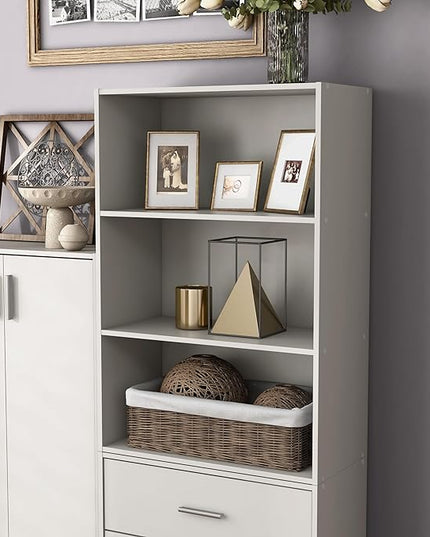 Apexa 3-Tier Cube Storage Organizer Shelves, Stackable Wood Bookcase Fits Cubby Bins for Organization, Dorm Teen Room Decor & Home Office, White - LeafyLoom