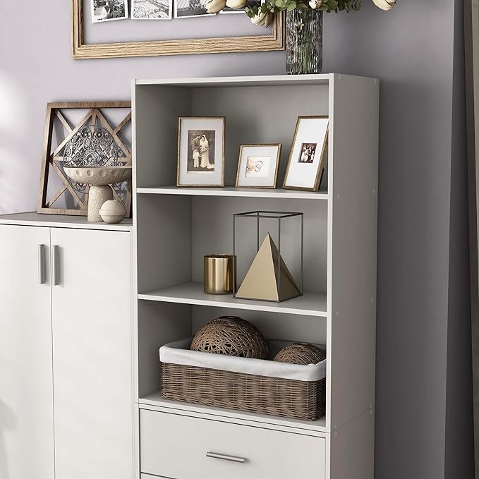Apexa 3-Tier Cube Storage Organizer Shelves, Stackable Wood Bookcase Fits Cubby Bins for Organization, Dorm Teen Room Decor & Home Office, White - LeafyLoom
