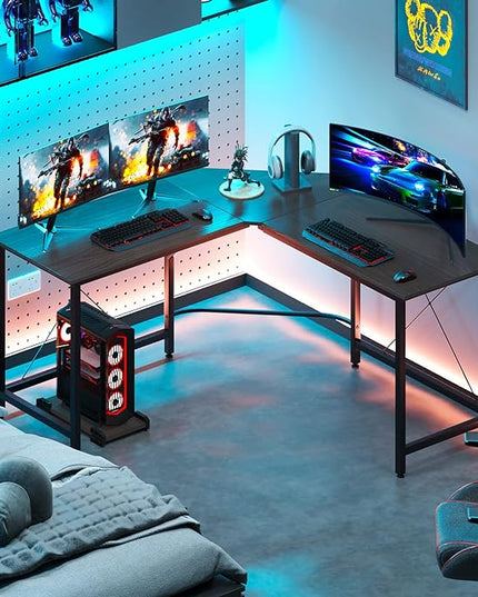 soges L Shaped Office Desk, L Desk Computer Corner Desk, 59 x 59 inches Large L Shaped Desk for Home Office, Sturdy Writing Desk Writing Workstation Gaming Table - LeafyLoom