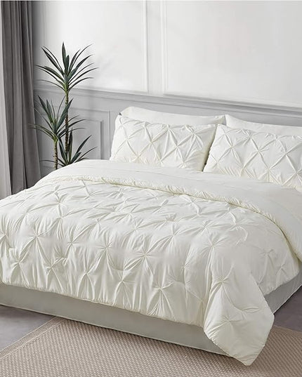 Bedsure Full Size Comforter Sets - Bedding Sets Full 7 Pieces, Bed in a Bag Ivory Bed Sets with Comforter, Sheets, Pillowcases & Shams, Adult & Kids Bedding - LeafyLoom