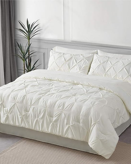 Bedsure Full Size Comforter Sets - Bedding Sets Full 7 Pieces, Bed in a Bag Ivory Bed Sets with Comforter, Sheets, Pillowcases & Shams, Adult & Kids Bedding - LeafyLoom