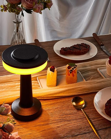 Set of 8 LED Portable Cordless Table Lamp with Touch Sensor 3 Color Stepless Dimming Rechargeable Battery up to 15 Hours Cordless Lamp Table Light Wireless Lamp for Kids Nursery (Black) - LeafyLoom