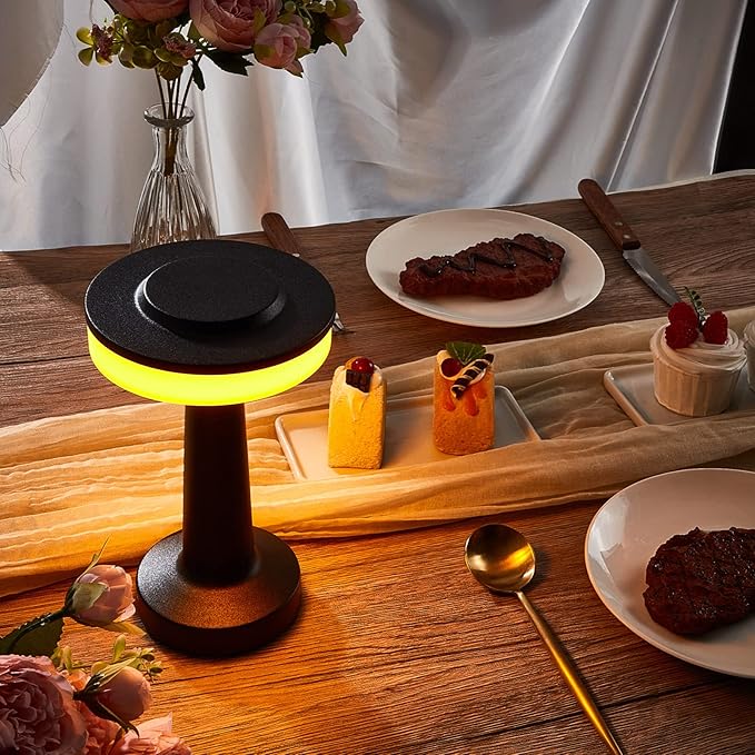 Set of 8 LED Portable Cordless Table Lamp with Touch Sensor 3 Color Stepless Dimming Rechargeable Battery up to 15 Hours Cordless Lamp Table Light Wireless Lamp for Kids Nursery (Black) - LeafyLoom