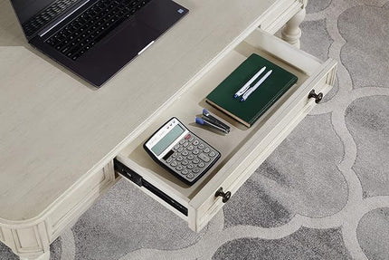 OSP Home Furnishings Country Meadows 48 Inch Writing Desk with Drawer, Antique White - LeafyLoom