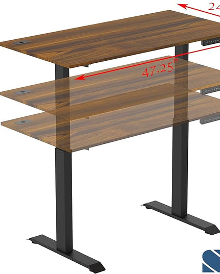 SHW Memory Preset Electric Height Adjustable Standing Desk, 48 x 24 Inches, Walnut - LeafyLoom