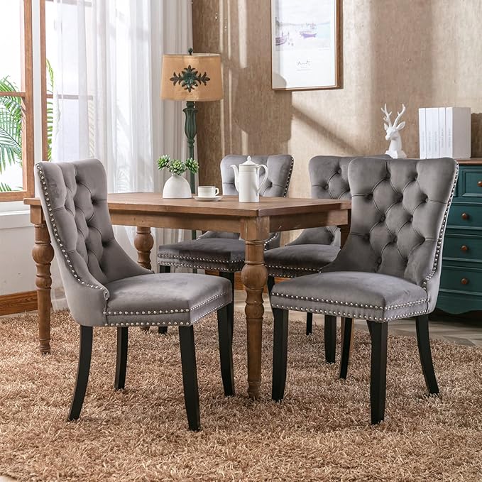 NicBex Haerin-SD-00097-LWJ Dining Chairs, 25.5"x19.7"x37.4", Deep Gray - LeafyLoom