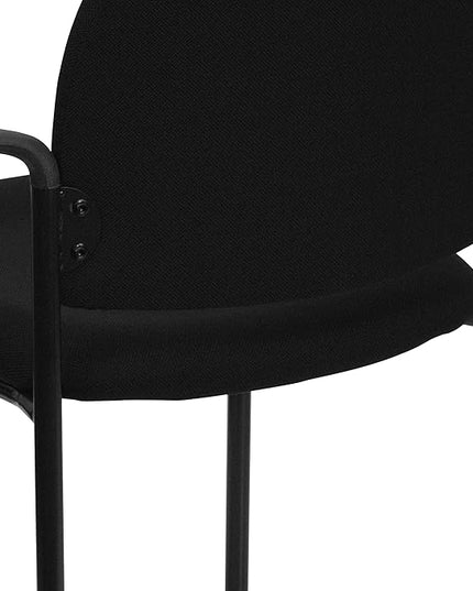 Flash Furniture Tiffany Side Reception Chair with Armrests, Stackable Fabric Waiting Room Chair for Commercial or Residential Use, Black - LeafyLoom