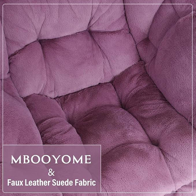 Lazy Chair with Ottoman, Modern Accent Chair Contemporary Lounge Leisure Upholstered Sofa Chair Set with Armrests, Reading Chair for Living Room, Bedroom, Office, Plush Purple - LeafyLoom