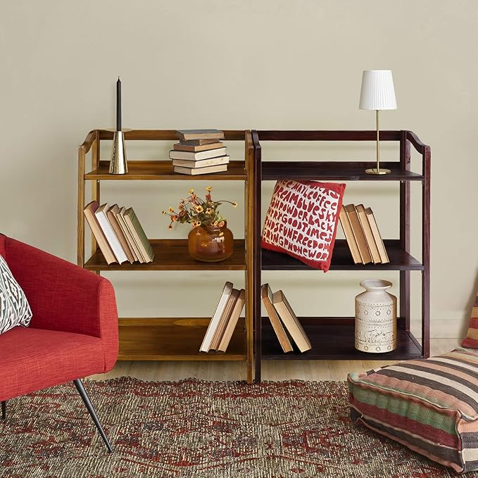 Casual Home Stratford 3-Shelf Folding Bookcase-Warm Brown - LeafyLoom