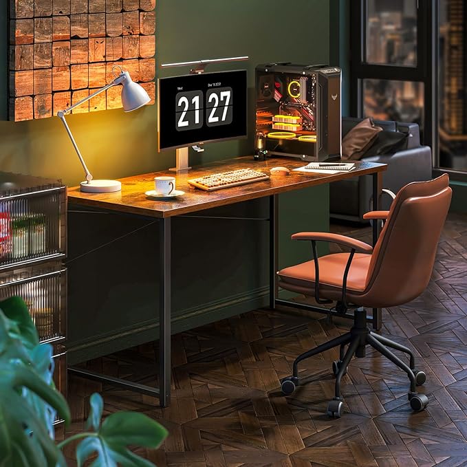 Coleshome 54 Inch Computer Desk, Modern Simple Style Desk for Home Office, Study Student Writing Desk, Vintage - LeafyLoom