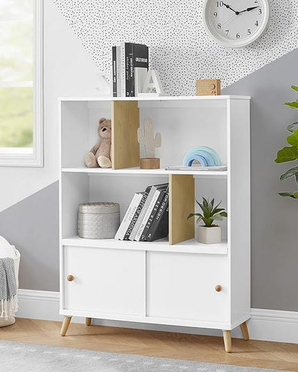 Delta Children Essex Bookcase - Greenguard Gold Certified, Bianca White/Natural - LeafyLoom