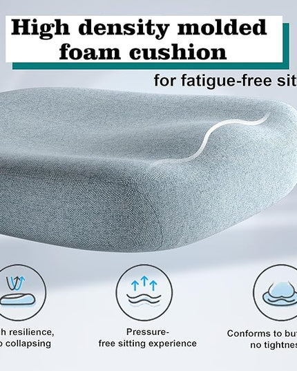 Ergonomic Office Chair, High Back Mesh Desk Chair with Thick Molded Foam Cushion, Coat Hanger, Adjustable Headrest, Lumbar Support, Tilt & Lock Function-Task Chair (Carolina Blue) - LeafyLoom