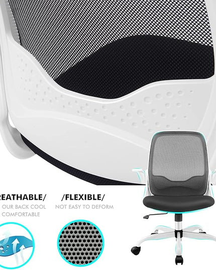 KERDOM Office Chair, Ergonomic Desk Chair, Breathable Mesh Computer Chair, Comfy Swivel Task Chair with Flip-up Armrests and Adjustable Height - LeafyLoom