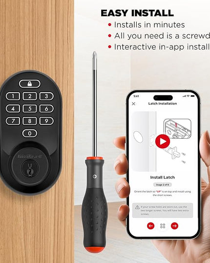 Kwikset Halo Wi-Fi Smart Lock, Keyless Entry Door Deadbolt, Geofence Auto-Unlock, Grade AAA Certified, No Hub Easy Install, Matte Black Lifetime Finish Warranty, Backlit Keypad Kwikset