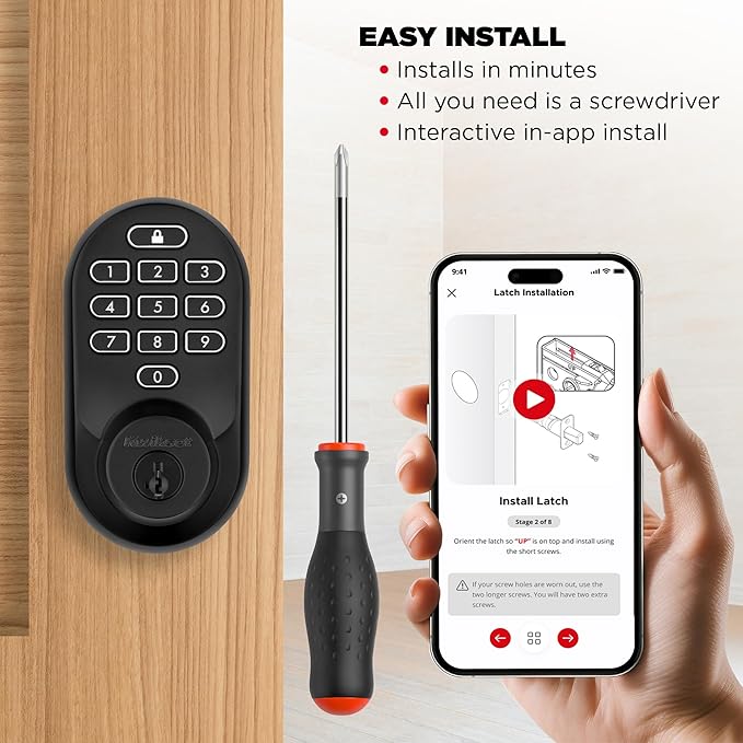 Kwikset Halo Wi-Fi Smart Lock, Keyless Entry Door Deadbolt, Geofence Auto-Unlock, Grade AAA Certified, No Hub Easy Install, Matte Black Lifetime Finish Warranty, Backlit Keypad Kwikset