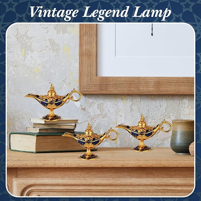 6 Pieces Magic Lamp Halloween Vintage Legend Lamp Wishing Light Costume Lamp Classic Costume Props Lamp Tabletop Decoration for Arabian Costume Props Home Party Birthday Wedding Delicate Gift (Blue) - LeafyLoom