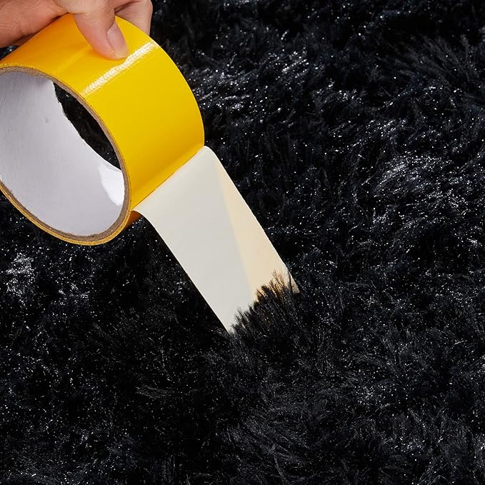 YOBATH Fluffy 8x10 Feet Area Rugs for Living Room Bedroom, Large Modern Soft Fuzzy Shaggy Carpet Shag Rugs Girls Boys Kids Nursery Dorm Room, Black - LeafyLoom