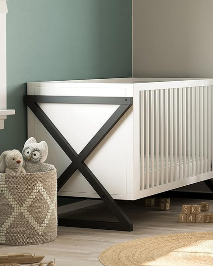 Storkcraft Equinox 3-in-1 Convertible Crib (Gray) – Easily Converts to Toddler Bed and Daybed, 3-Position Adjustable Mattress Support Base, Modern Two-Tone Design for Contemporary Nursery - LeafyLoom