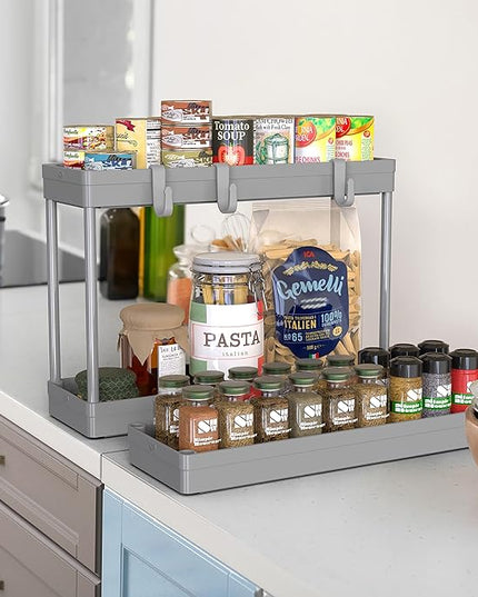 Simple Houseware Kitchen Cart Storage 3-Tier Slim/Super Narrow Shelves with Handle, 26.5'' Height/5.5'' Width for Narrow Place, Grey - LeafyLoom