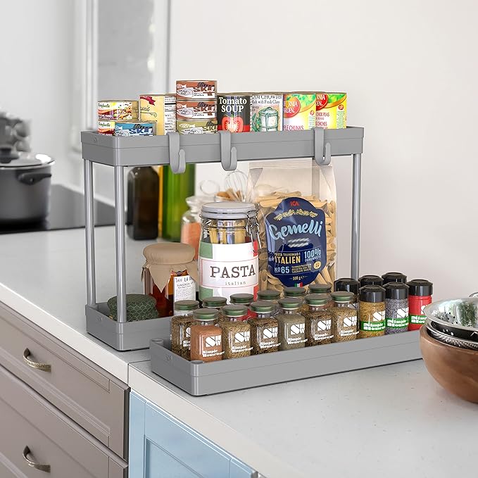 Simple Houseware Kitchen Cart Storage 3-Tier Slim/Super Narrow Shelves with Handle, 26.5'' Height/5.5'' Width for Narrow Place, Grey - LeafyLoom